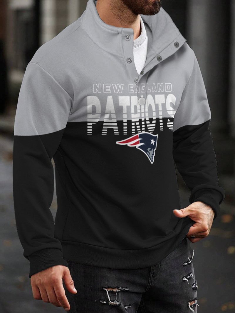 New England Patriots Casual Colorful Stand Collar Sweatshirt