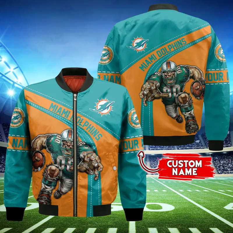 Miami Dolphins Personalized Thick Bomber Jacket