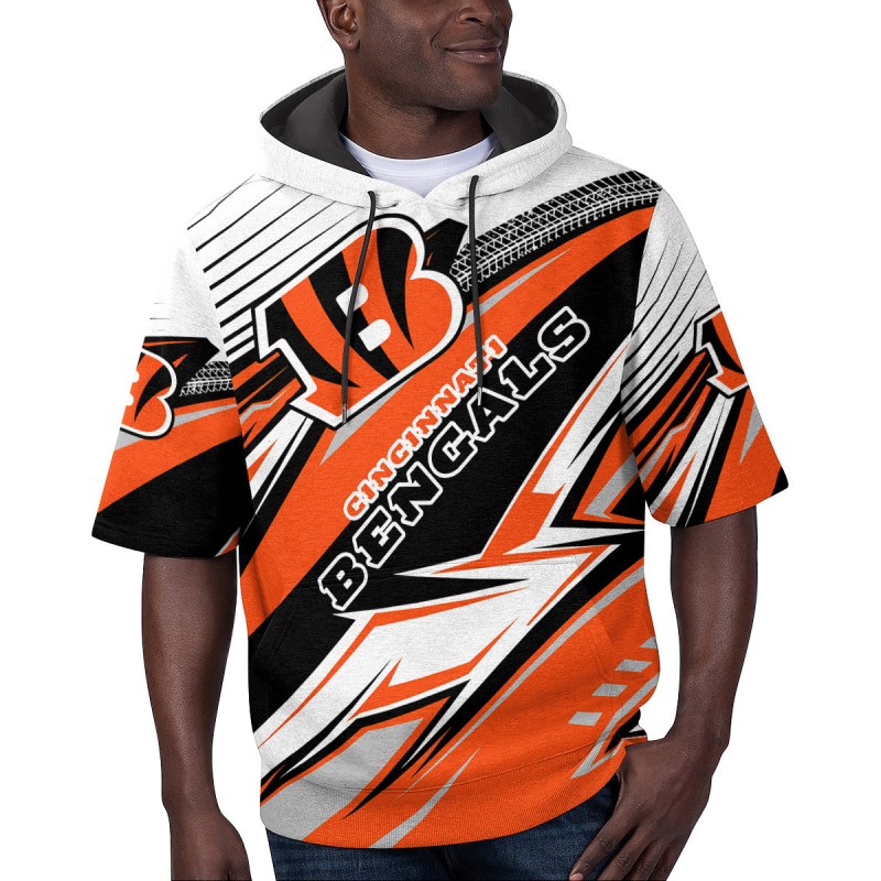 Cincinnati Bengals Short Sleeve Hoodie - Front View