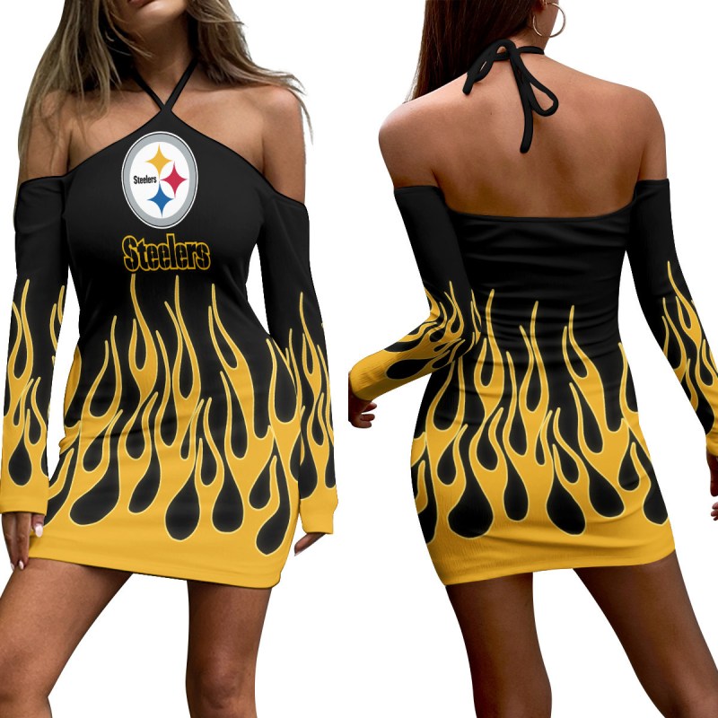 Pittsburgh Steelers Halter Lace-up Dress