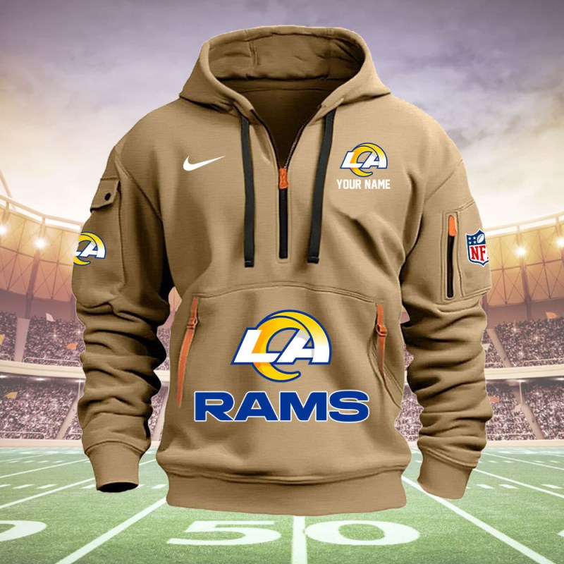 Los Angeles Rams Personalized Quarter Zip Hoodie 3