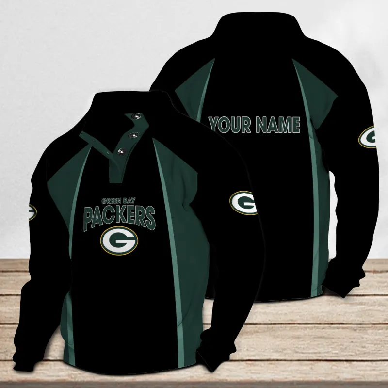 Áo Sweater Cổ Đứng Màu Sắc Casual Green Bay Packers