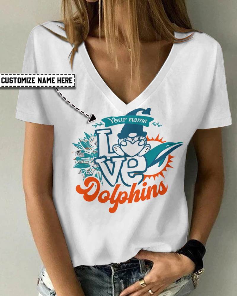 Miami Dolphins V-neck T-shirt Front