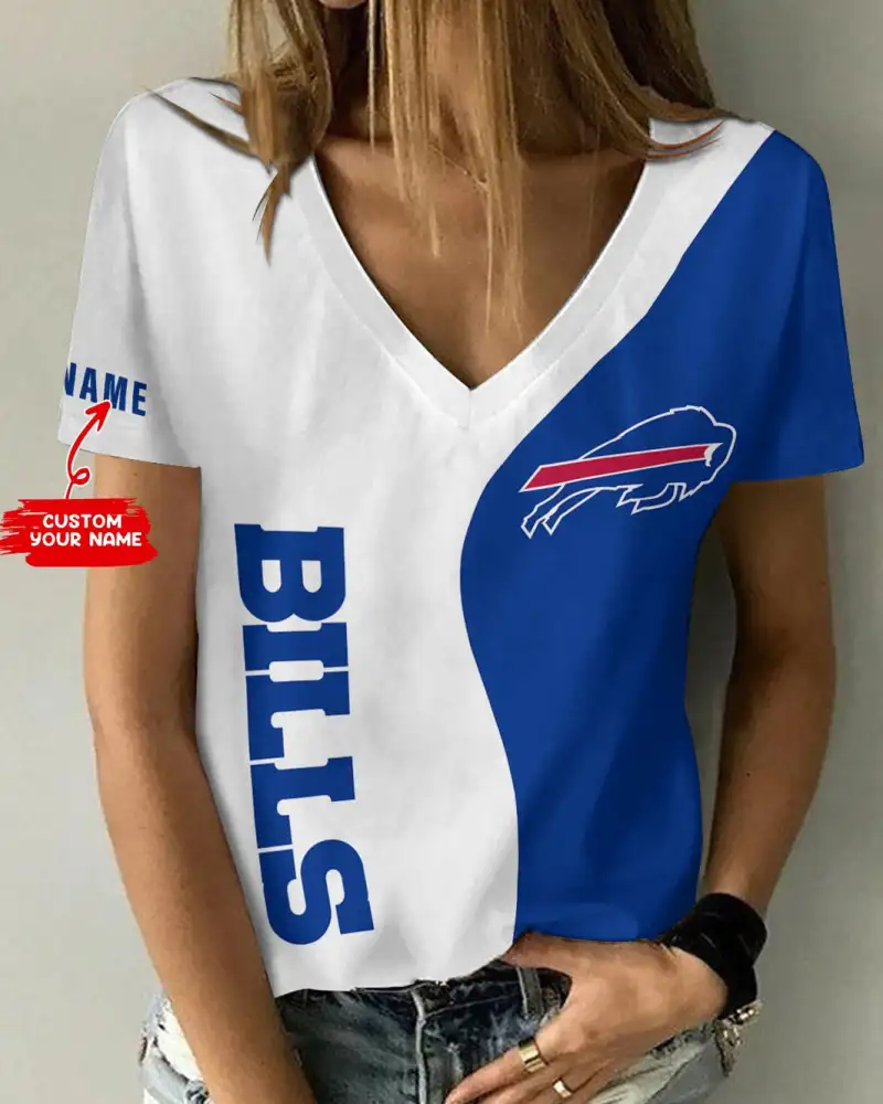 Buffalo Bills Personalized V-neck Women T-shirt Sizing Chart