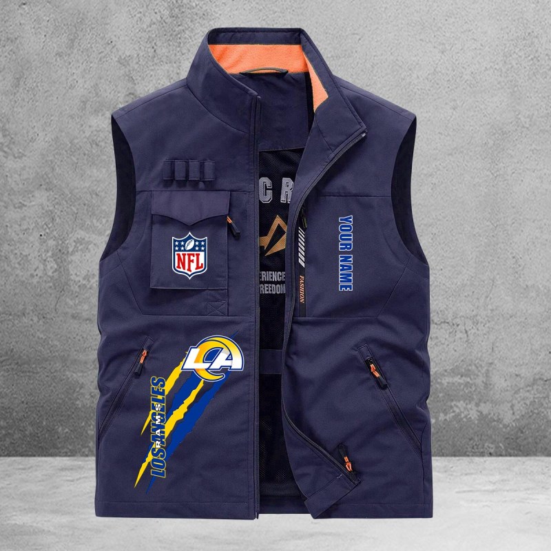 Los Angeles Rams Personalized Multi-Pockets Vest Image 2