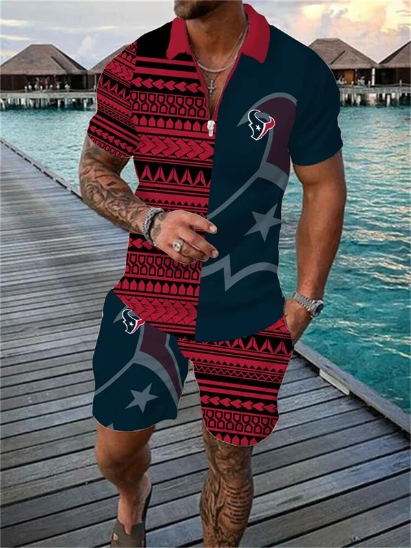 Houston Texans Zip Polo Shirt and Shorts