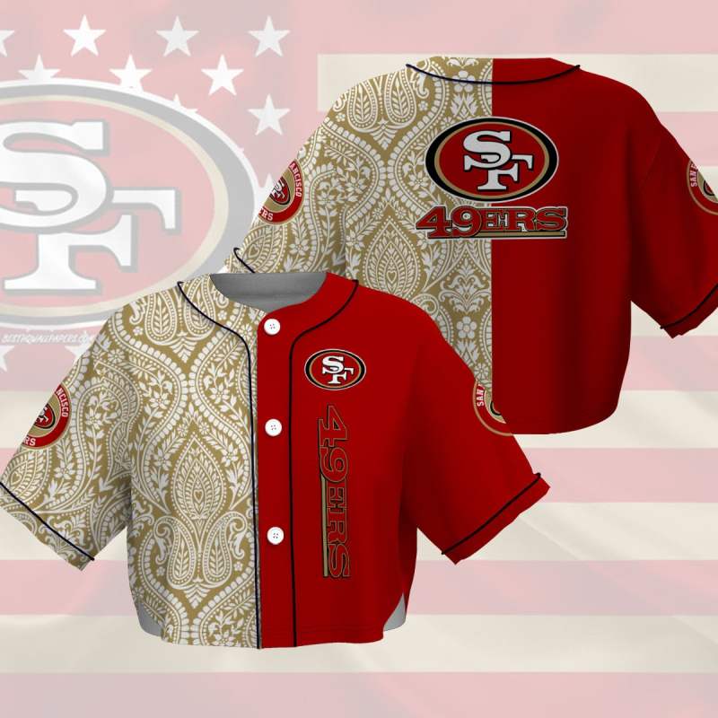 San Francisco 49ers Crop Top Baseball Jersey