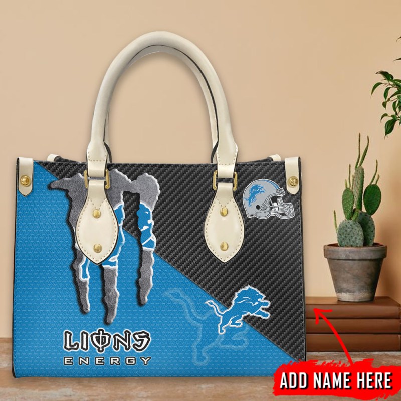 Detroit Lions Personalized Leather Hand Bag Image 3
