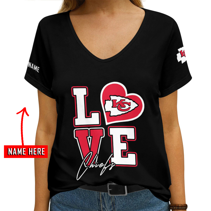 Kansas City Chiefs Personalized V-neck T-shirt 2