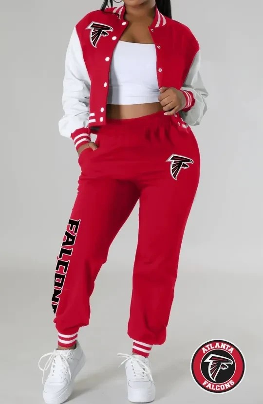 Atlanta Falcons Women's Varsity Jacket & Sweatpants Tracksuit