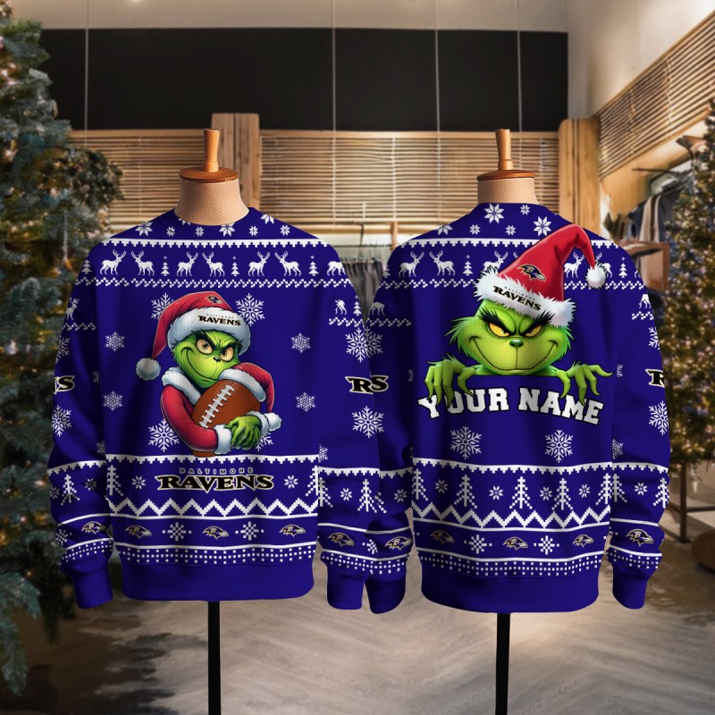 Baltimore Ravens Ugly Christmas Sweater Full View