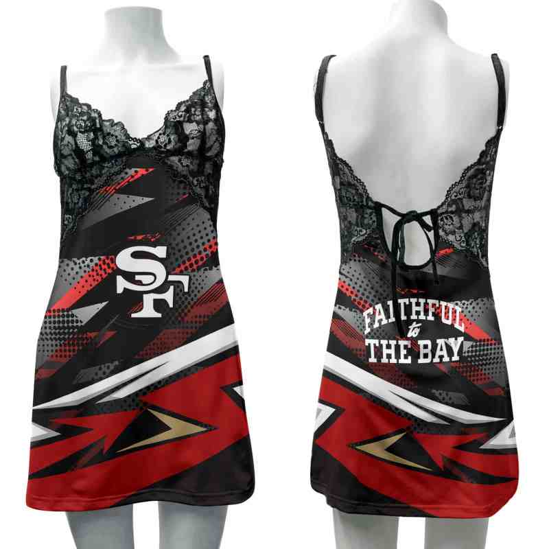 San Francisco 49ers Lace Back Strap Slip Dress Image 1