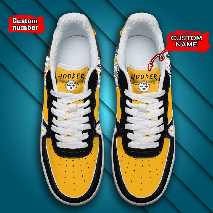 NFL Pittsburgh Steelers Custom Name Number Air Force 1 Sneaker Back View