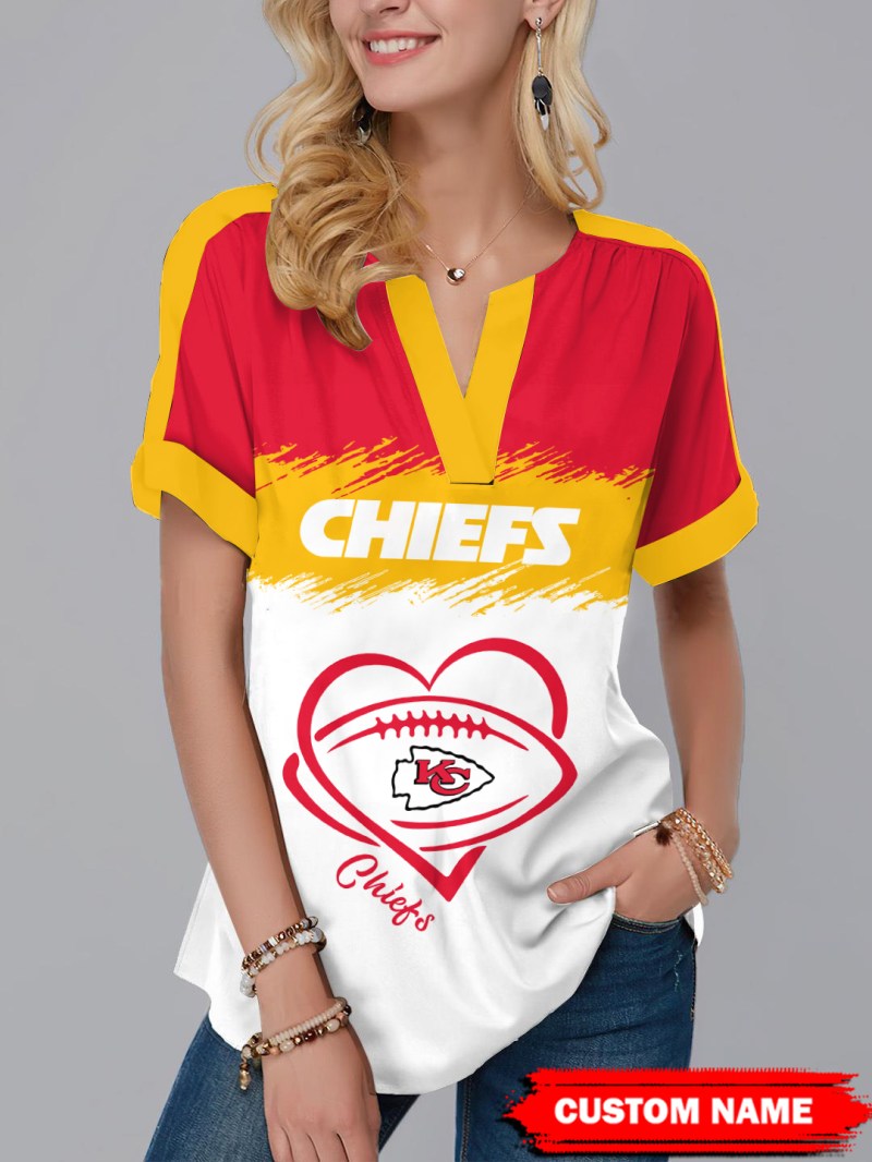 Kansas City Chiefs Personalized Fashion Short Sleeve V-Neck Shirt