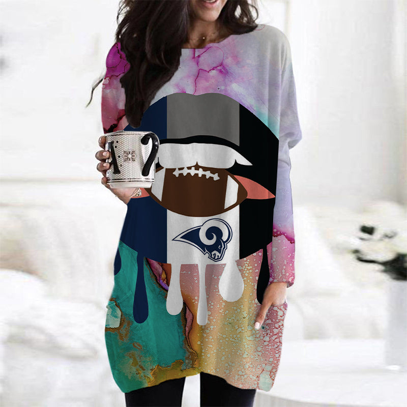 Los Angeles Rams Casual Long Sleeve Pocket Dress
