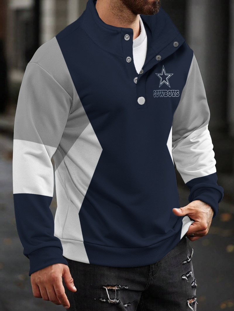 Dallas Cowboys Casual Colorful Stand Collar Sweatshirt