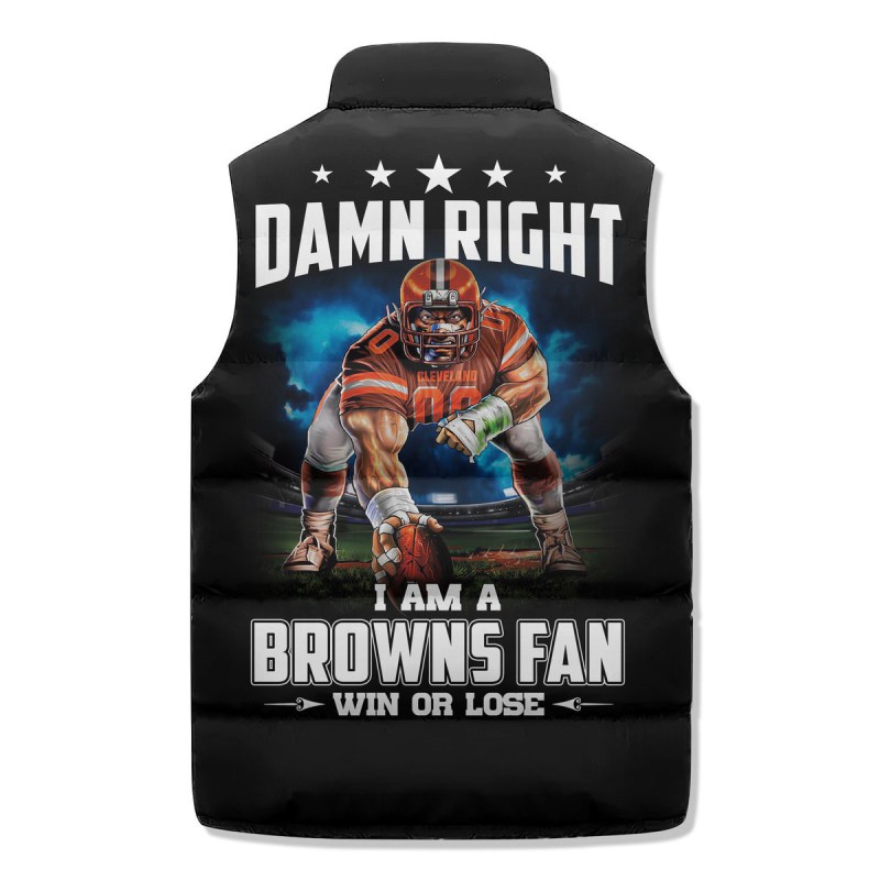 Cleveland Browns Premium Sleeveless Puffer Jacket Back View