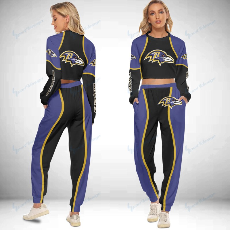 Baltimore Ravens Crop Sweatshirt Suit Front View