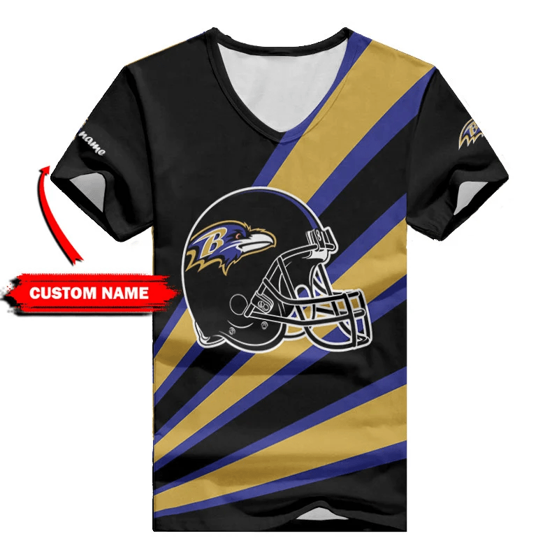 Baltimore Ravens Summer V-neck Women T-shirt Back View