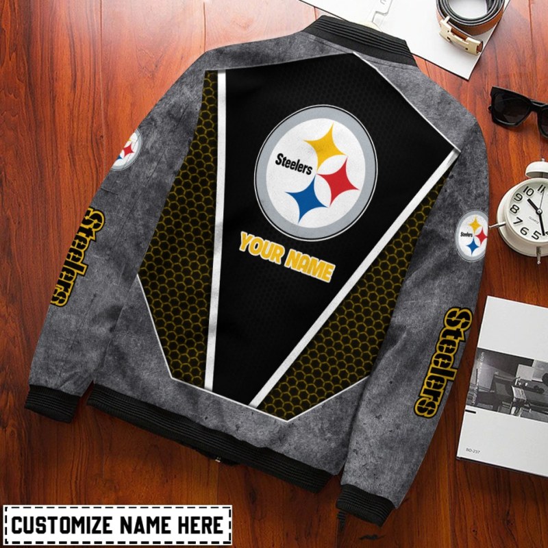 Pittsburgh Steelers Personalized Bomber Jacket BG893 - Detail View