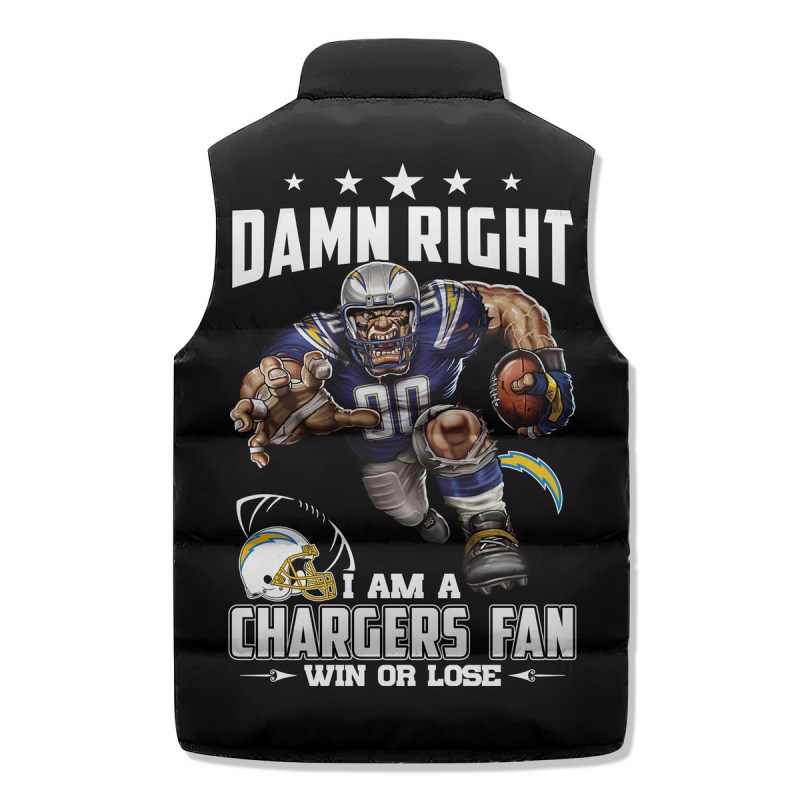 Los Angeles Chargers Premium Sleeveless Puffer Jacket Back View