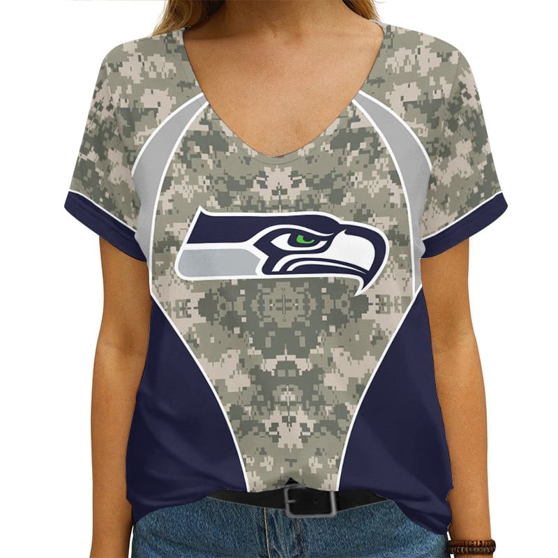 Seattle Seahawks Personalized V-neck T-shirt