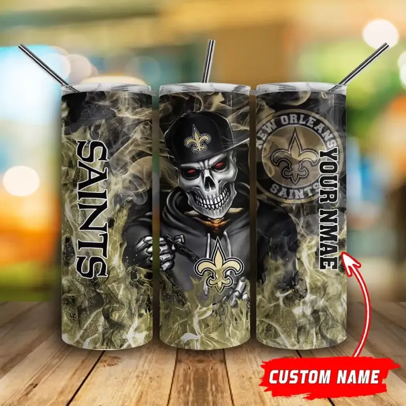 New Orleans Saints Personalized Glitter Tumbler