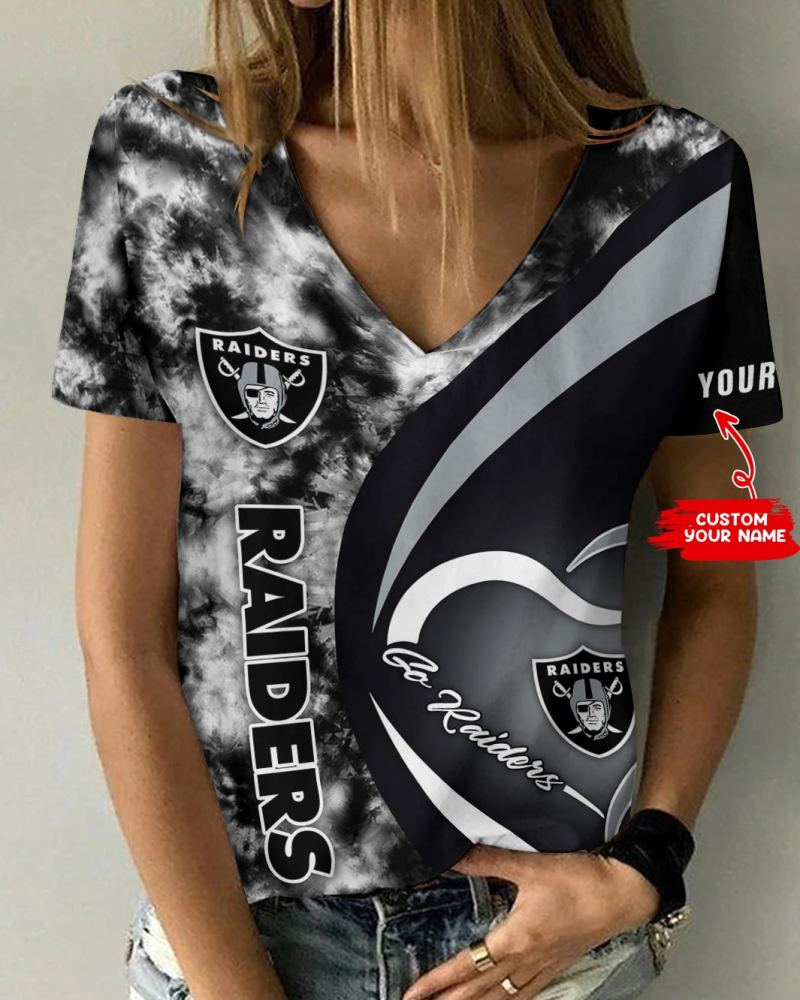 Las Vegas Raiders Personalized V-neck Women T-shirt