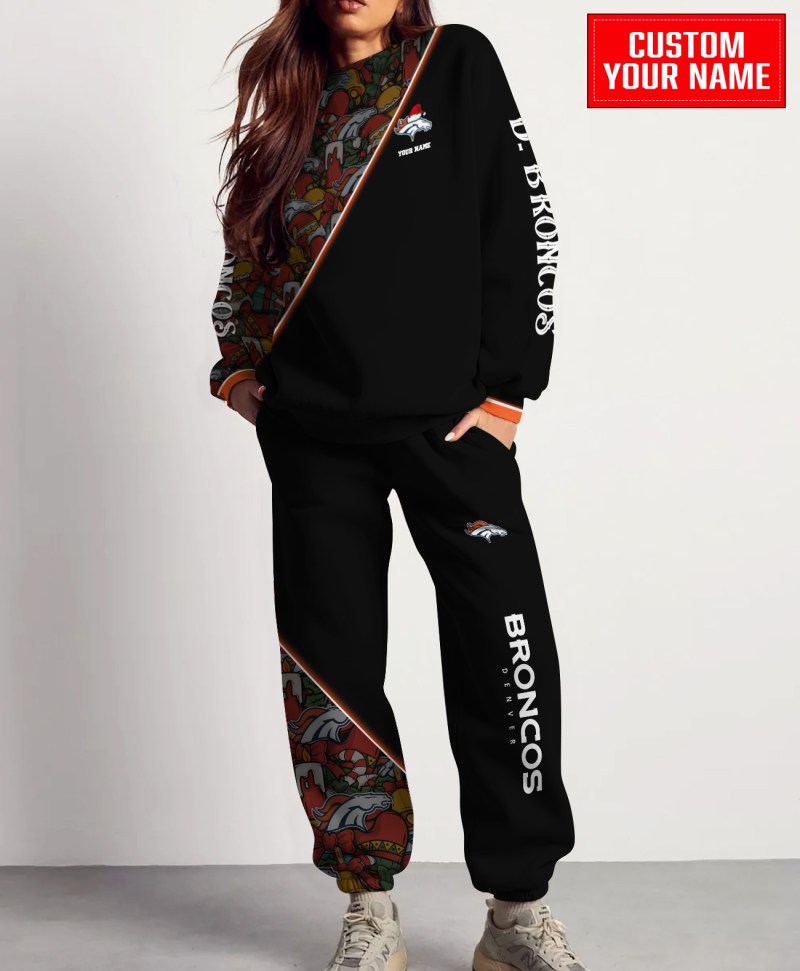 Denver Broncos Christmas Pattern Unisex Combo Sweatshirt And Sweatpants