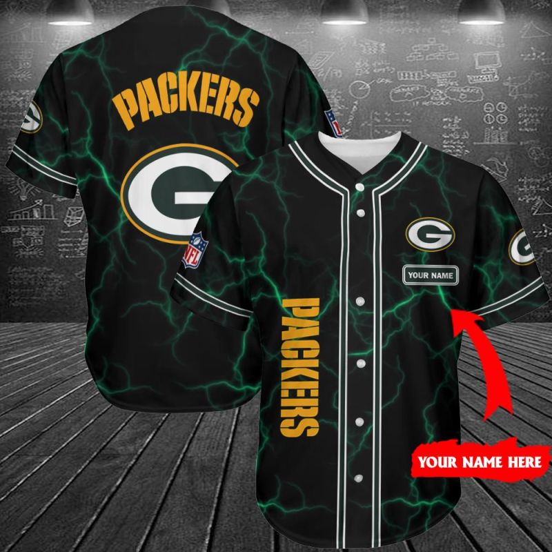 Green Bay Packers Personalized Baseball Jersey Shirt