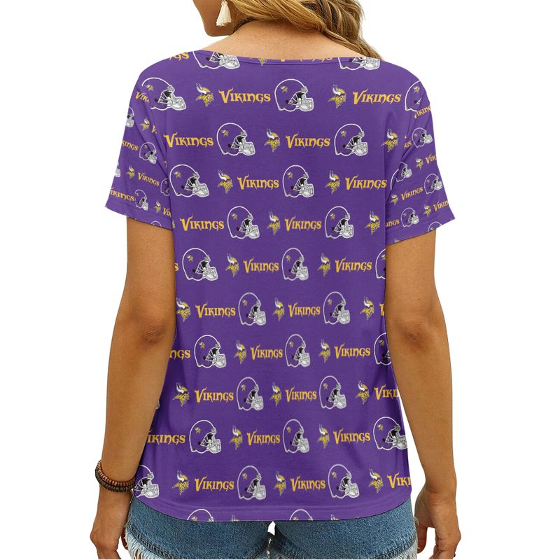 Minnesota Vikings V-neck Women T-shirt Side View