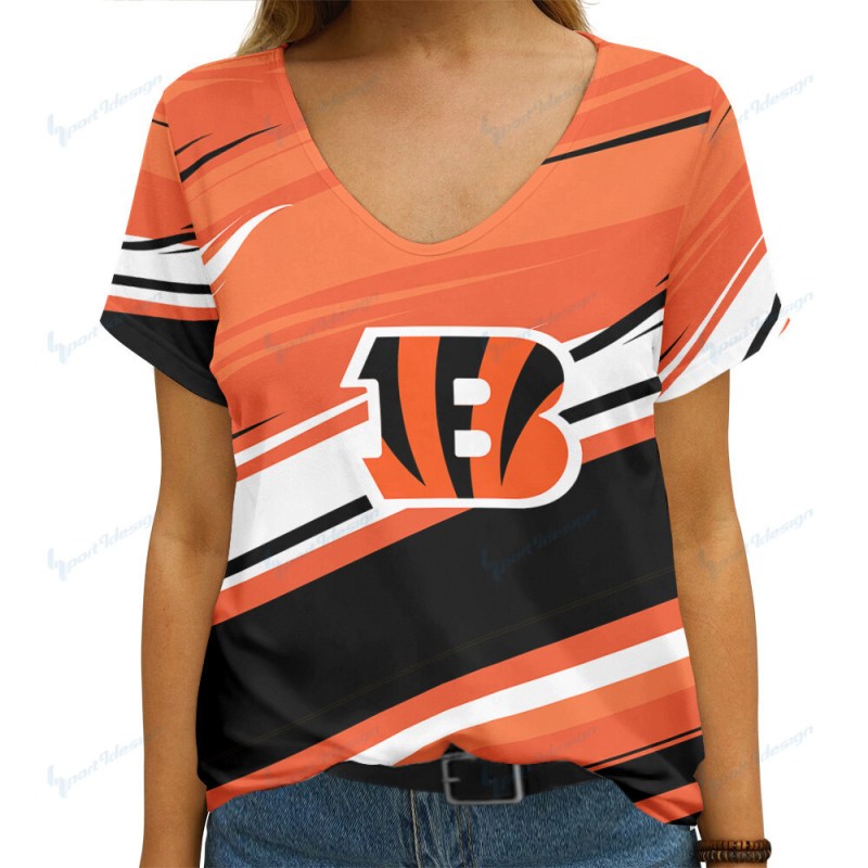 Cincinnati Bengals Summer V-neck Women T-shirt