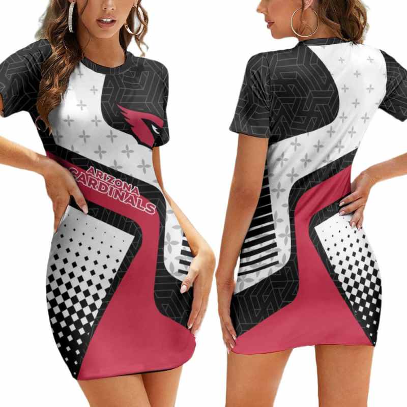 Arizona Cardinals Casual Short Sleeve Bodycon Mini Dress