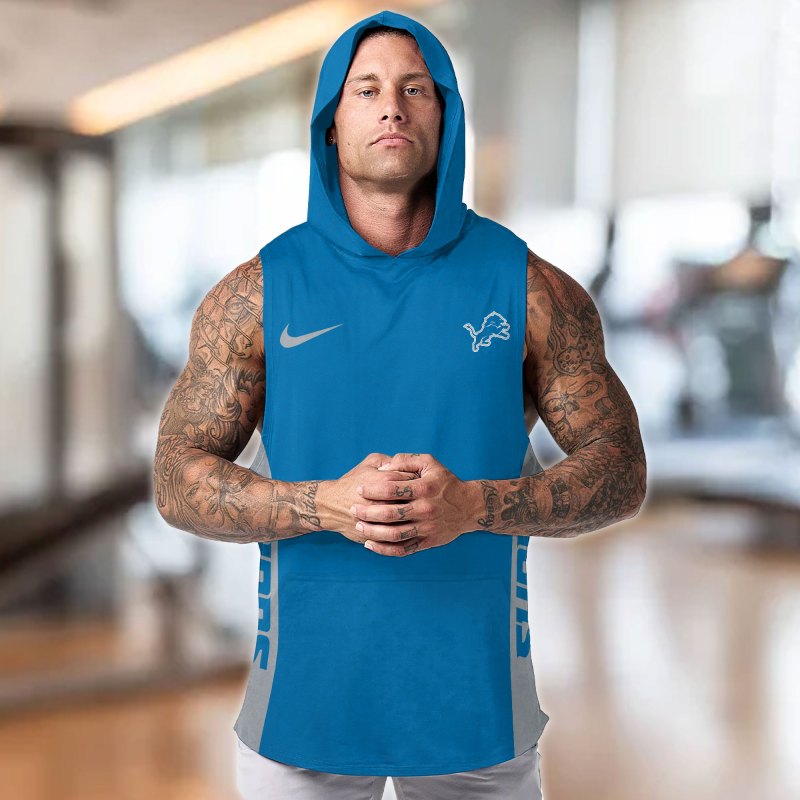 Team Color Front of Detroit Lions Hooded Tank Top
