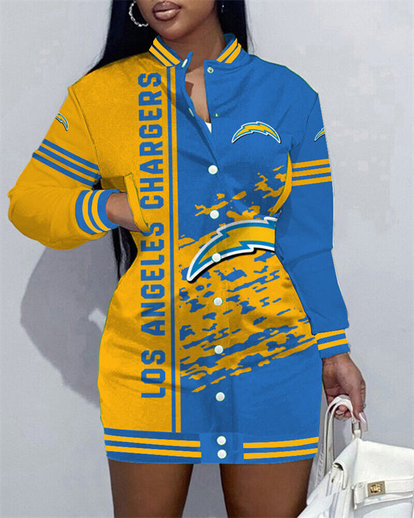 Los Angeles Chargers Women Button Down Jacket Dress