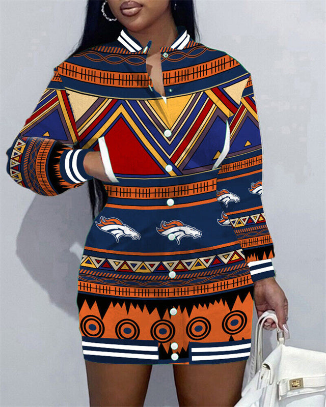 Denver Broncos Women's Button Down Jacket Dress