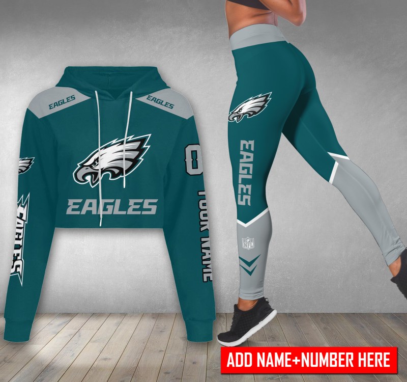 Philadelphia Eagles Croptop Hoodie and Leggings Combo