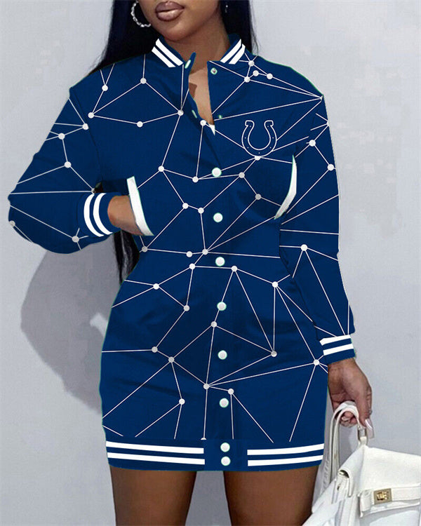Indianapolis Colts Women Button Down Jacket Dress