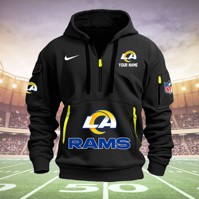 Los Angeles Rams Personalized Quarter Zip Hoodie 1