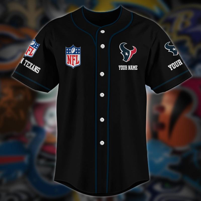 Houston Texans Personalized Baseball Jersey - Back View