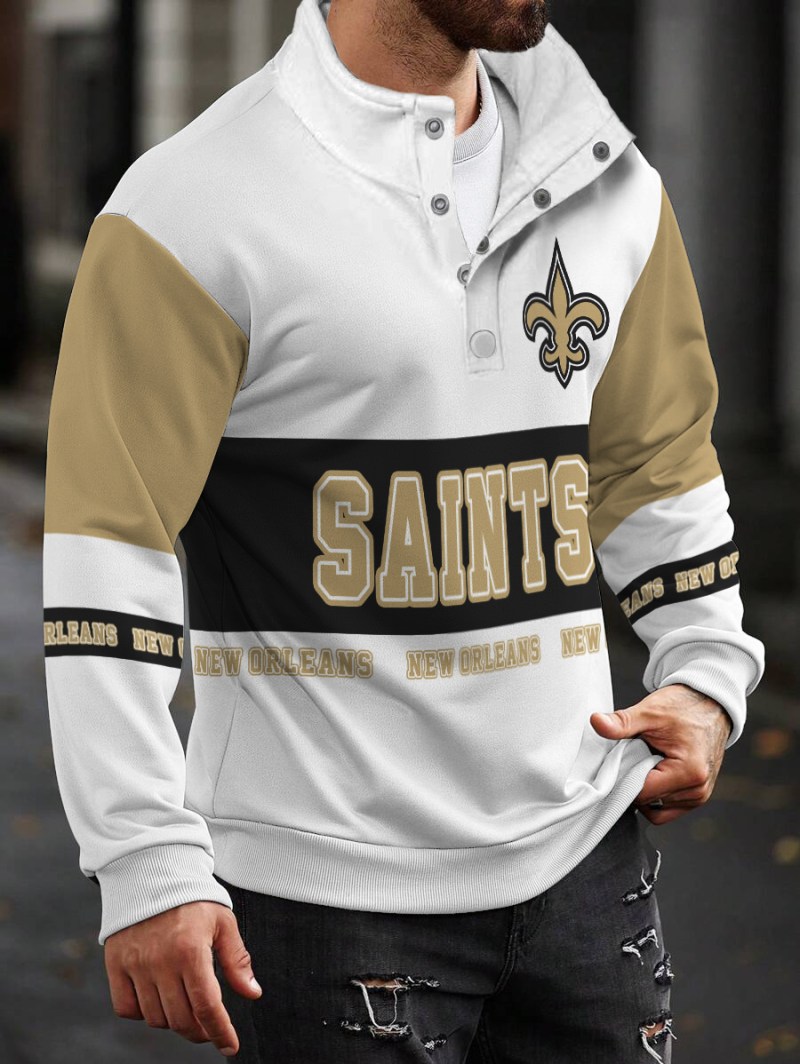 New Orleans Saints Casual Colorful Stand Collar Sweatshirt