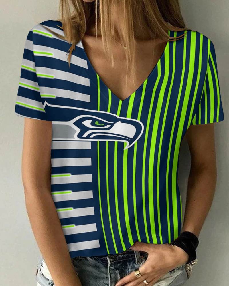 Seattle Seahawks V-neck T-shirt Image 1