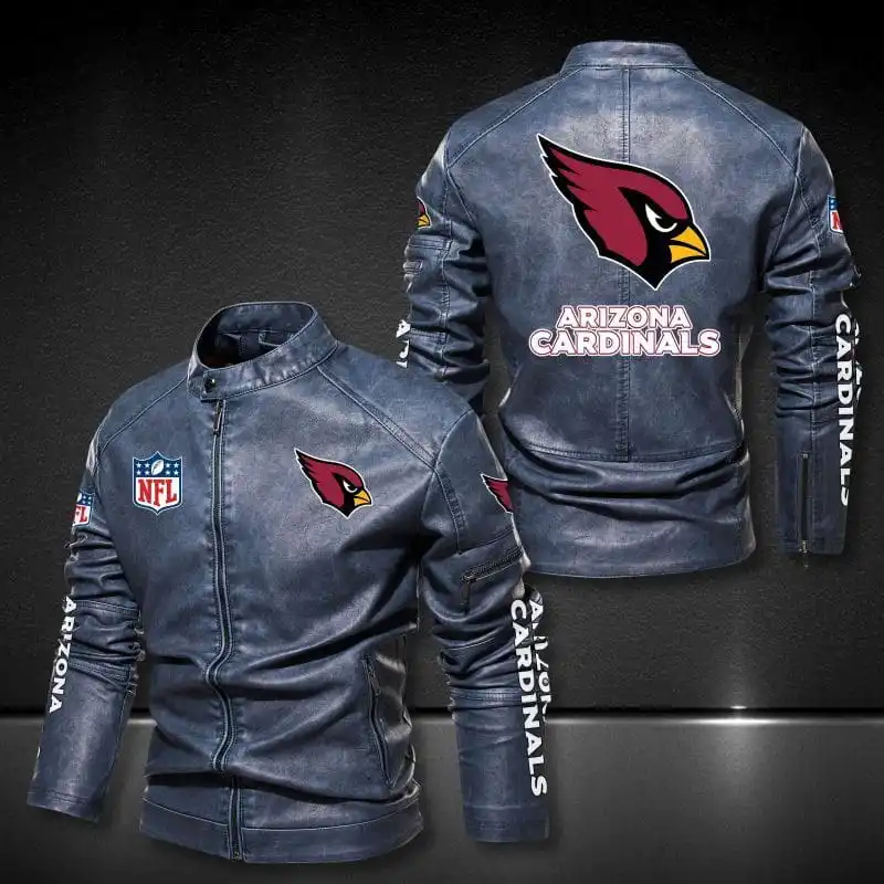 Arizona Cardinals Stand-up Collar Leather Jacket Side