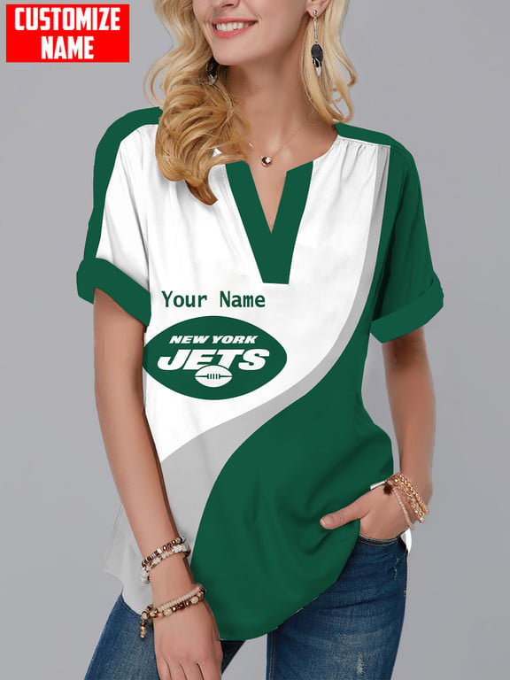 New York Jets Personalized Fashion Short Sleeve V-Neck Shirt
