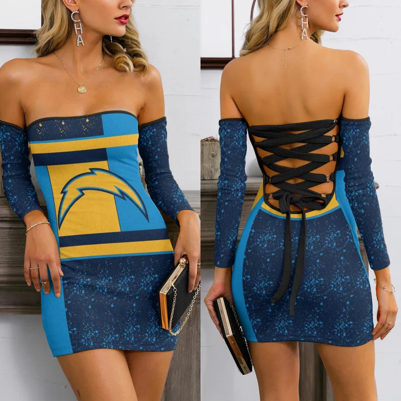 Los Angeles Chargers Halter Lace-up Dress
