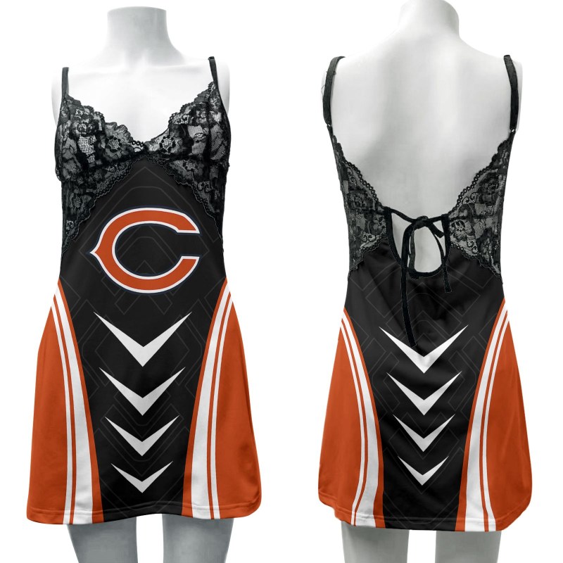 Chicago Bears Lace Back Strap Slip Dress