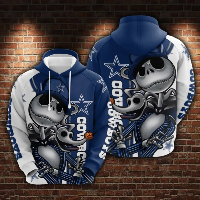 Dallas Cowboys and Jack Skellington Hoodie Front View
