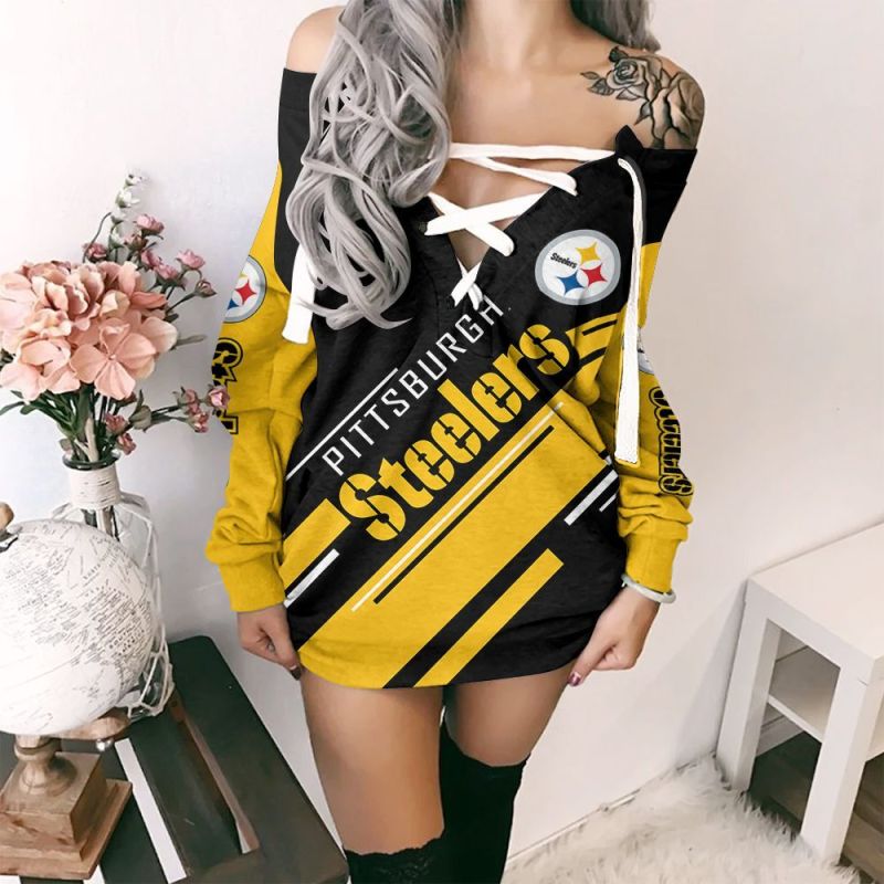 Pittsburgh Steelers Lace-Up Sweatshirt Side