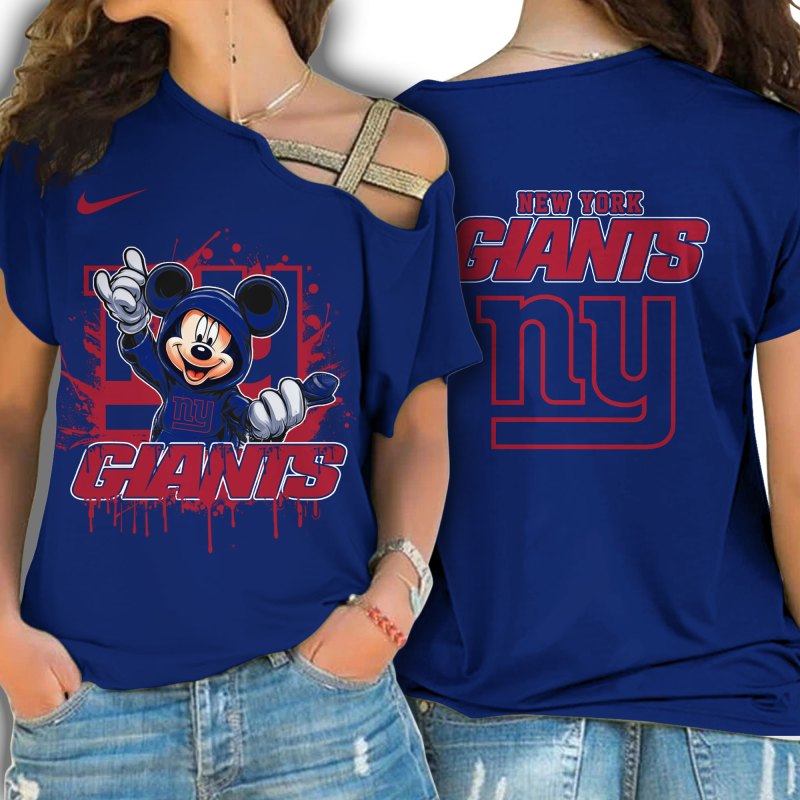 New York Giants Women's Cross Strap Shoulder Shirt Lifestyle Image
