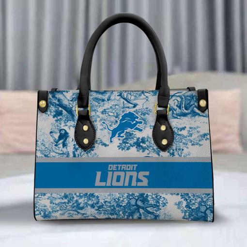 Detroit Lions Personalized Leather Hand Bag Mockup 3